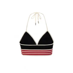 Weird Market Striped Sports Bra Top Black