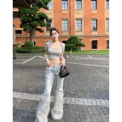 Weird Market X Angel Boy Square-Neck Knit Crop Top