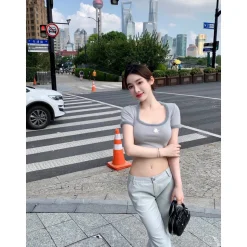Weird Market X Angel Boy Square-Neck Knit Crop Top
