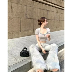 Weird Market X Angel Boy Square-Neck Knit Crop Top