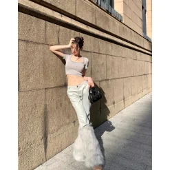 Weird Market X Angel Boy Square-Neck Knit Crop Top