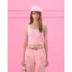 Weird Market X Barbie Hotfix Logo Contrast Vest Pink