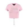 Weird Market X Barbie Rhinestone Logo Slim Tee Pink