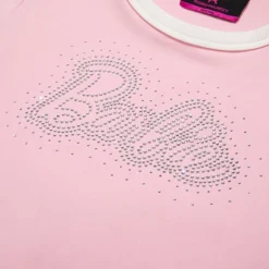 Weird Market X Barbie Rhinestone Logo Slim Tee Pink