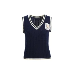 Wildshadow Color Blocked Twisted Knit Vest Navy