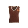 Wildshadow Color Blocked Twisted Knit Vest Brown