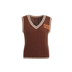 Wildshadow Color Blocked Twisted Knit Vest Brown