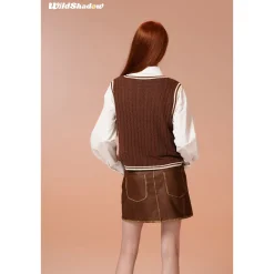 Wildshadow Color Blocked Twisted Knit Vest Brown