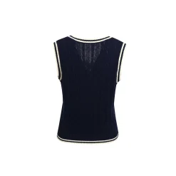 Wildshadow Color Blocked Twisted Knit Vest Navy