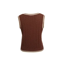 Wildshadow Color Blocked Twisted Knit Vest Brown