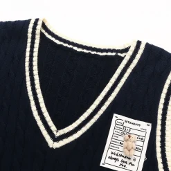 Wildshadow Color Blocked Twisted Knit Vest Navy
