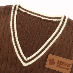 Wildshadow Color Blocked Twisted Knit Vest Brown