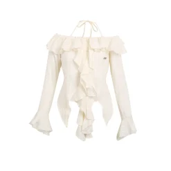 Wildshadow Falbala Irregular Cutting Top Cream