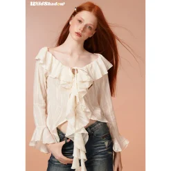 Wildshadow Falbala Irregular Cutting Top Cream