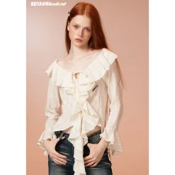 Wildshadow Falbala Irregular Cutting Top Cream
