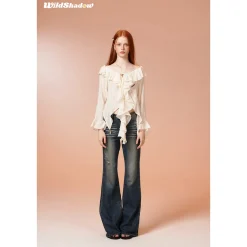 Wildshadow Falbala Irregular Cutting Top Cream