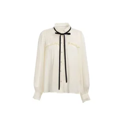 Wildshadow Lace Collar Pearlised Wave Sleeve Shirt