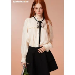Wildshadow Lace Collar Pearlised Wave Sleeve Shirt