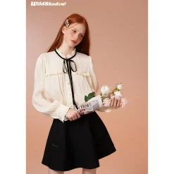 Wildshadow Lace Collar Pearlised Wave Sleeve Shirt