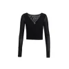 Wildshadow Metal Heart V-Neck L/S Slim Top Black
