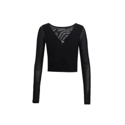 Wildshadow Metal Heart V-Neck L/S Slim Top Black