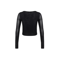 Wildshadow Metal Heart V-Neck L/S Slim Top Black