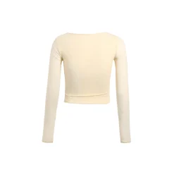 Wildshadow Metal Heart V-Neck L/S Slim Top Cream