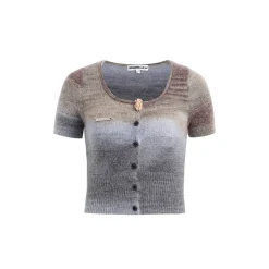 Wildshadow Teddy Bear Gradient Faded Knit Crop Top