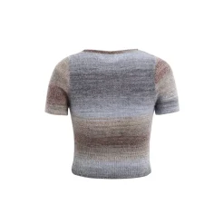 Wildshadow Teddy Bear Gradient Faded Knit Crop Top