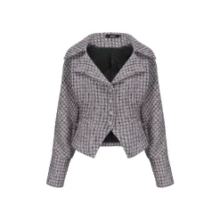 AGAM Batwing Sleeve Cutting Tweed Short Jacket