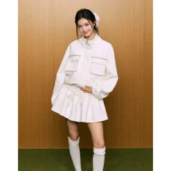 AGAM Double Pockets Suede Jacket White