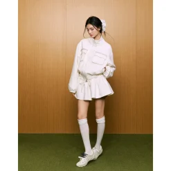 AGAM Double Pockets Suede Jacket White