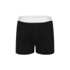 AGAM Double Waist Patchwork Shorts Black
