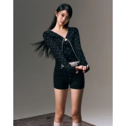 AGAM Double Waist Patchwork Shorts Black