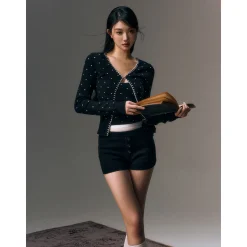 AGAM Double Waist Patchwork Shorts Black