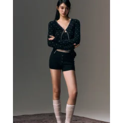 AGAM Double Waist Patchwork Shorts Black