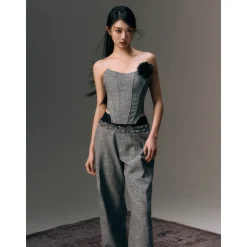 AGAM Double Waist Stringy Selvage Suit Pants Grey