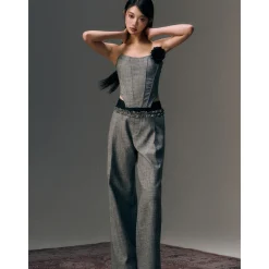 AGAM Double Waist Stringy Selvage Suit Pants Grey