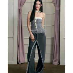 AGAM Lace Cutting Oversized Suit Pants