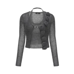 AGAM Rose Mohair Knit Cardigan Gray