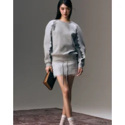 AGAM Slouchy Lace Patchwork Top Gray