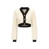 Alexia Sandra Color Blocked Diamond Twist Knit Cardigan Top