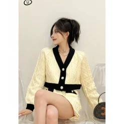 Alexia Sandra Color Blocked Diamond Twist Knit Cardigan Top
