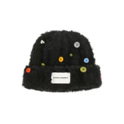 Alexia Sandra Color Button Furry Hat Black