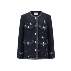 Alexia Sandra Metal Trim Hand-Painted Distressed Jacket