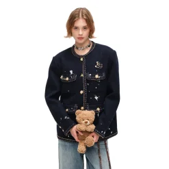 Alexia Sandra Metal Trim Hand-Painted Distressed Jacket