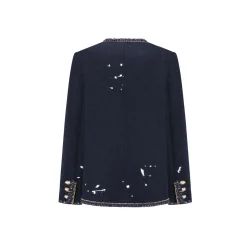 Alexia Sandra Metal Trim Hand-Painted Distressed Jacket
