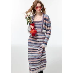 Alexia Sandra Multi-Color Striped Mohair Cardigan
