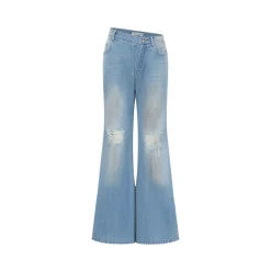 Alexia Sandra Slanted Waistband Distressed Denim Pants