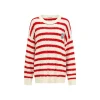 Alexia Sandra Striped Drop Shoulder Knit Sweater Red